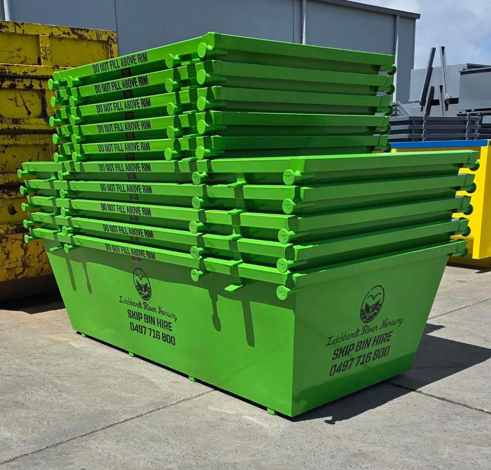 Empty Green Skip Bin — Leichhardt River Nursery & Skip Bin Hire In Kalkadoon, QLD