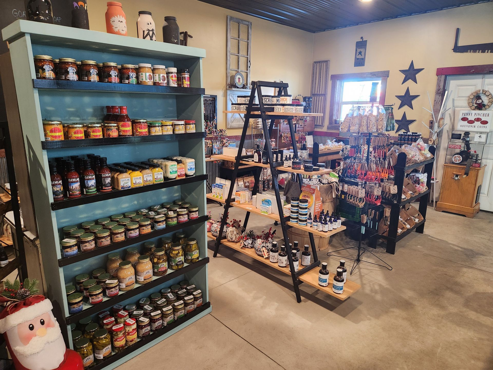 A store filled with lots of jars and bottles on shelves.