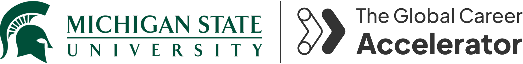 Michigan State University logo and The Global Career Accelerator logo.