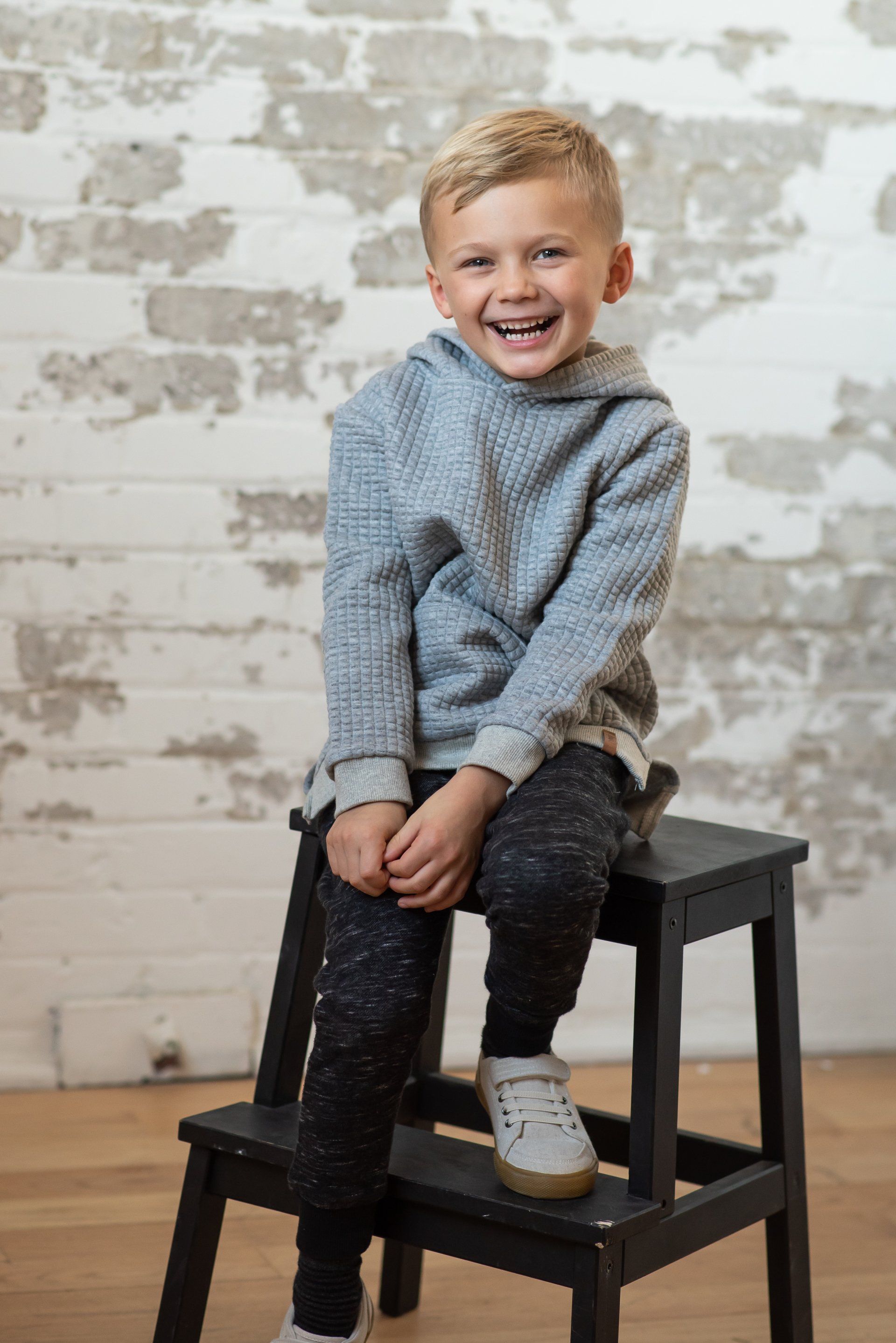 Boy on stool in studio | Child photography | Stacey Naglie Toronto