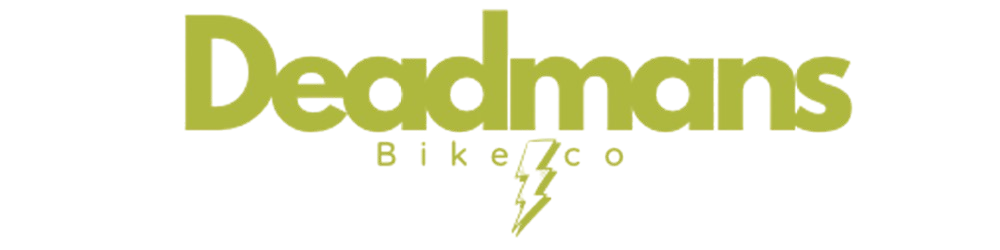 A logo for deadmans bike co. with a lightning bolt