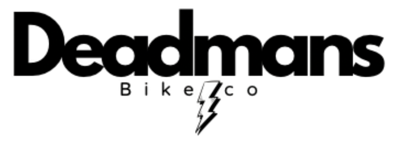 A black and white logo for deadmans bike co.