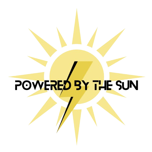 A logo for a company called powered by the sun