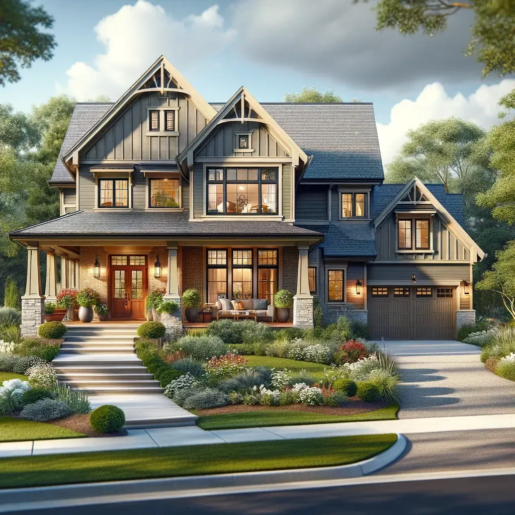 An artist 's impression of a large house with a lot of windows