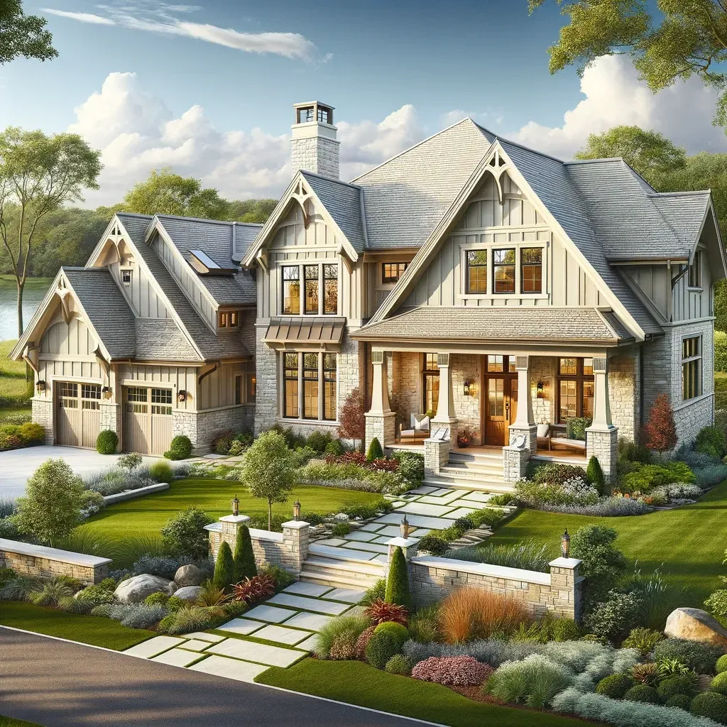 An artist 's impression of a large house with a lot of windows