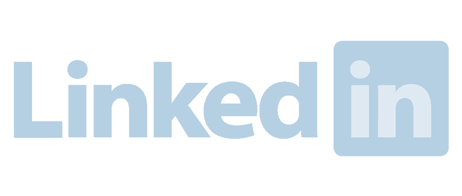 A blue linkedin logo on a white background