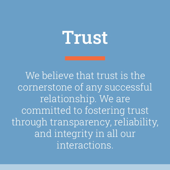 A blue sign that says trust on it