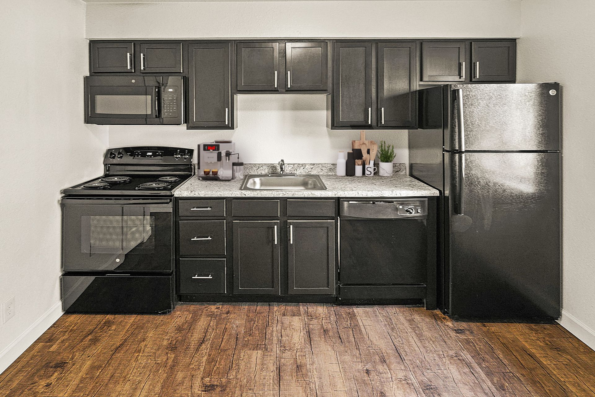Updated kitchen with espresso cabinets