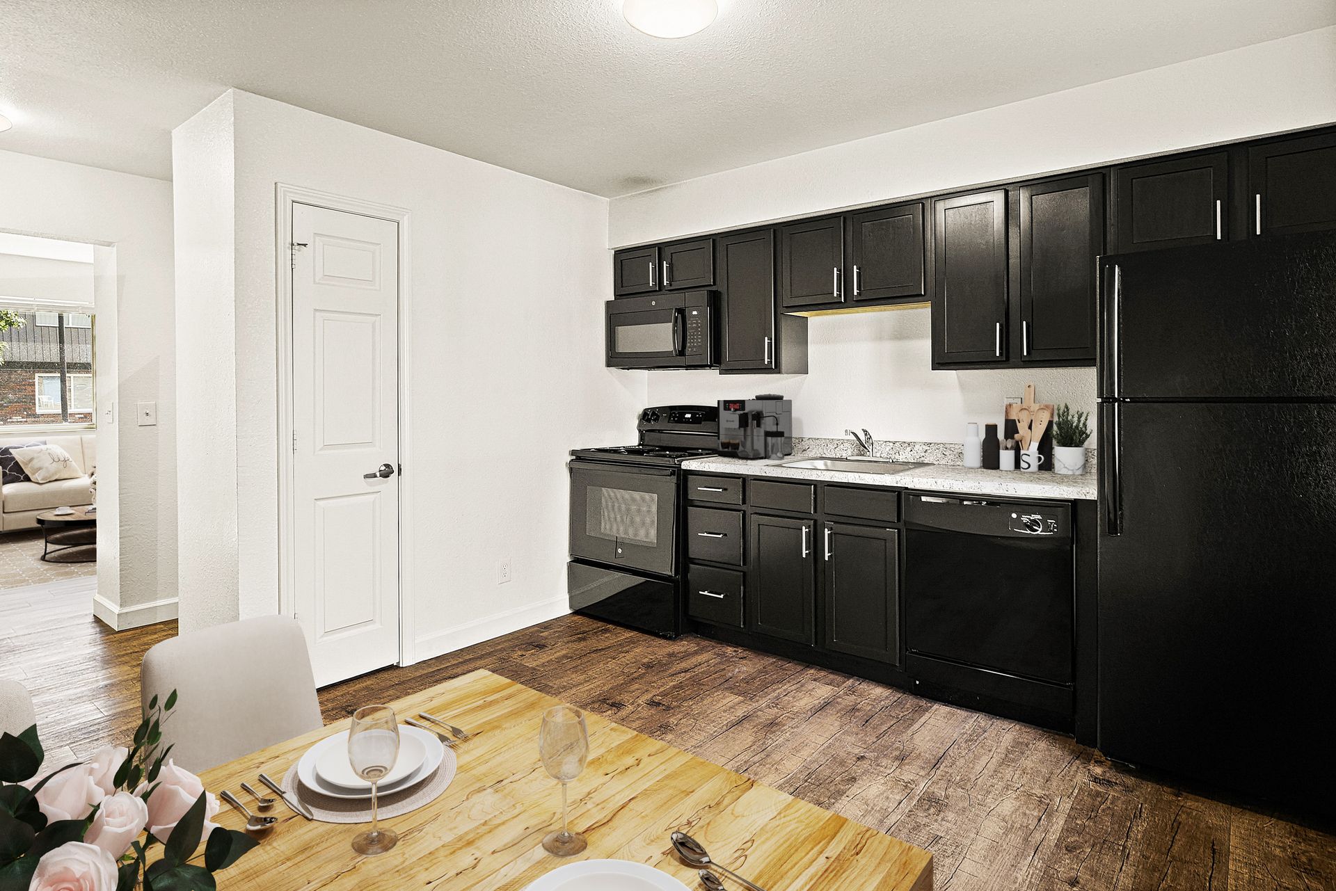 Updated kitchen with espresso cabinets