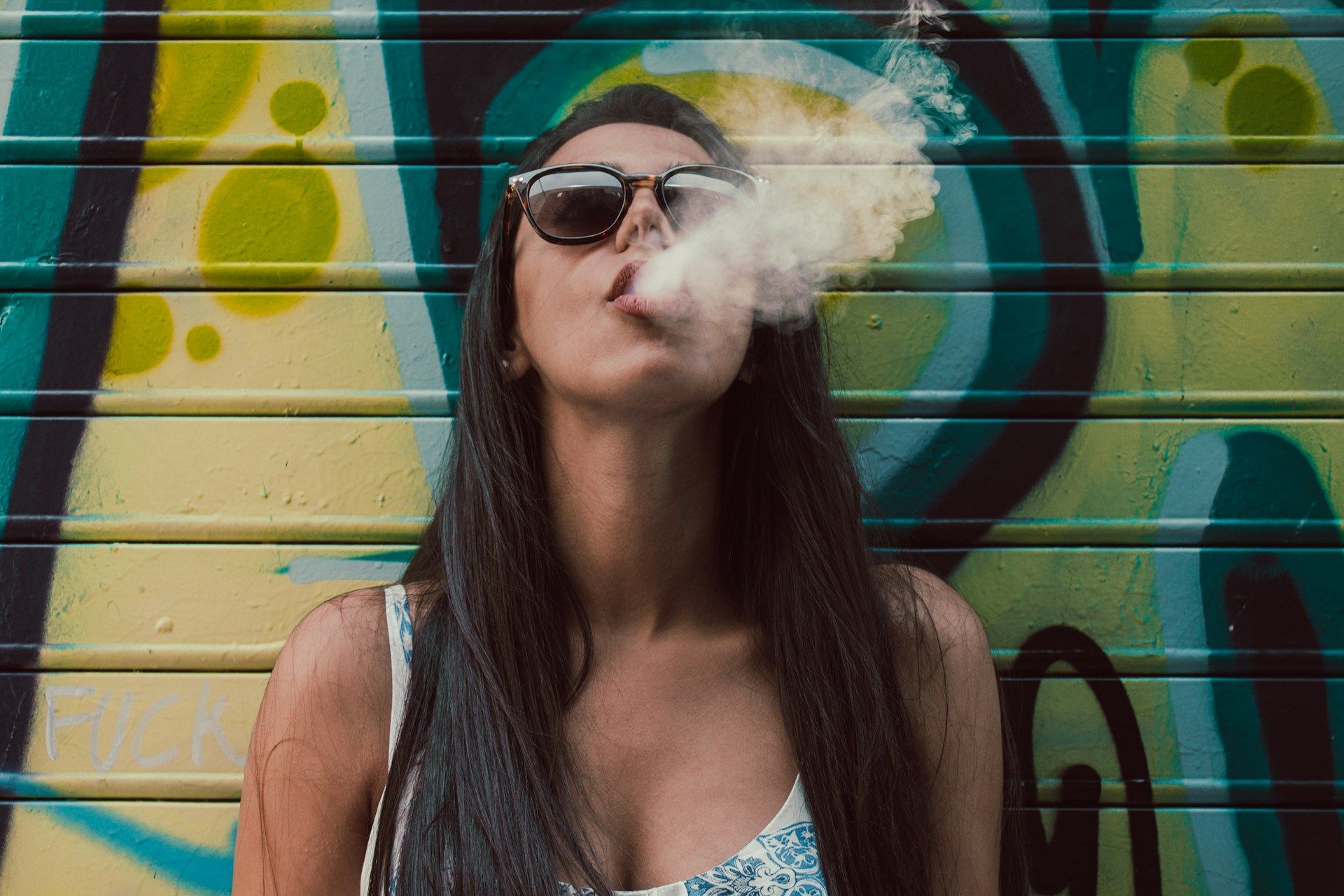 woman smoking cannabis