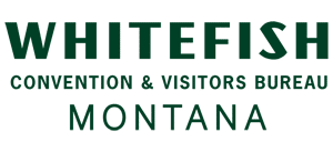 The whitefish convention and visitors bureau logo is green and white.