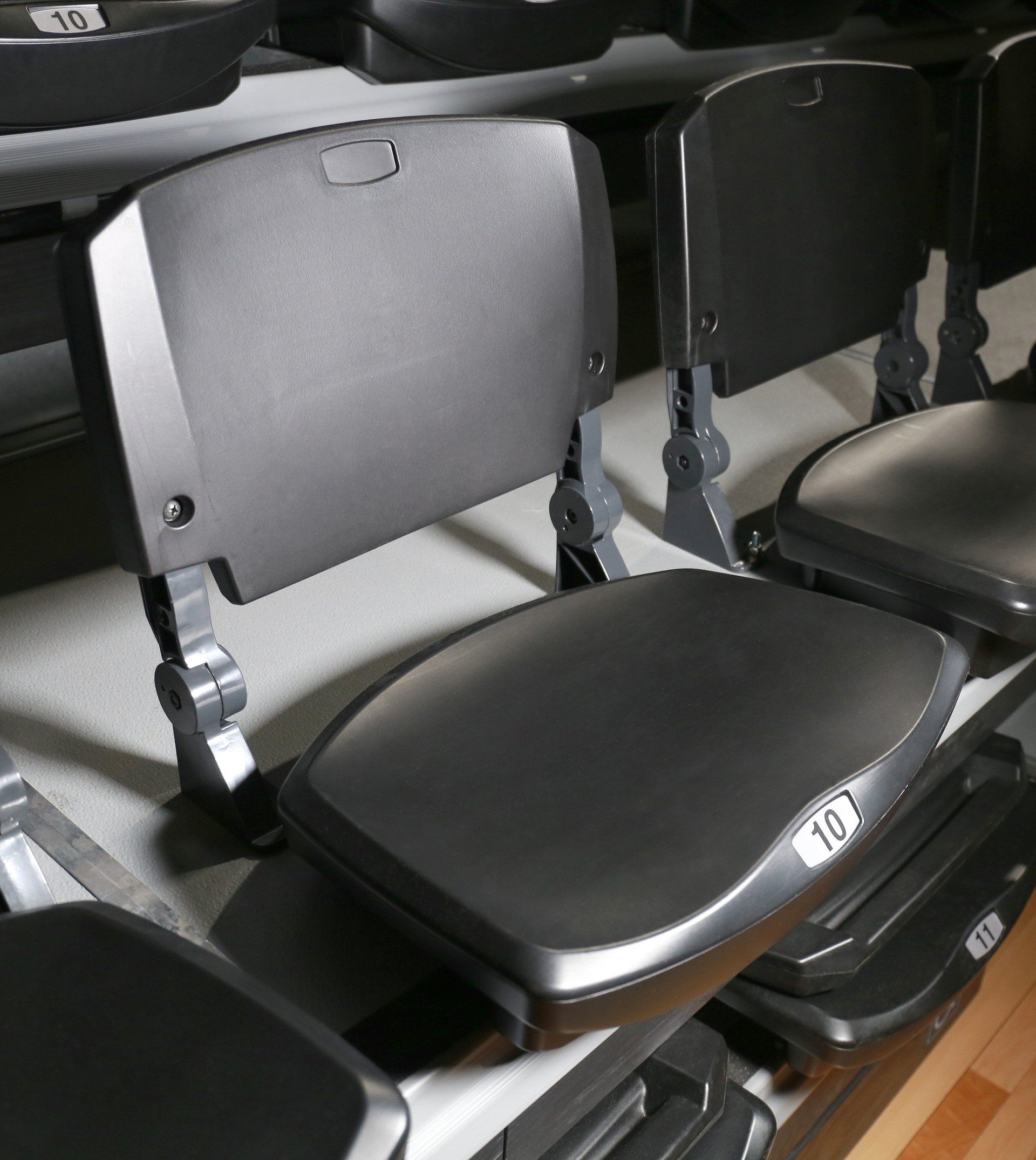 Black Interkal POLARIS multi-purpose seats with Comfoback Backrests, and EXCEL Seat Modules at the Houston High School gym.