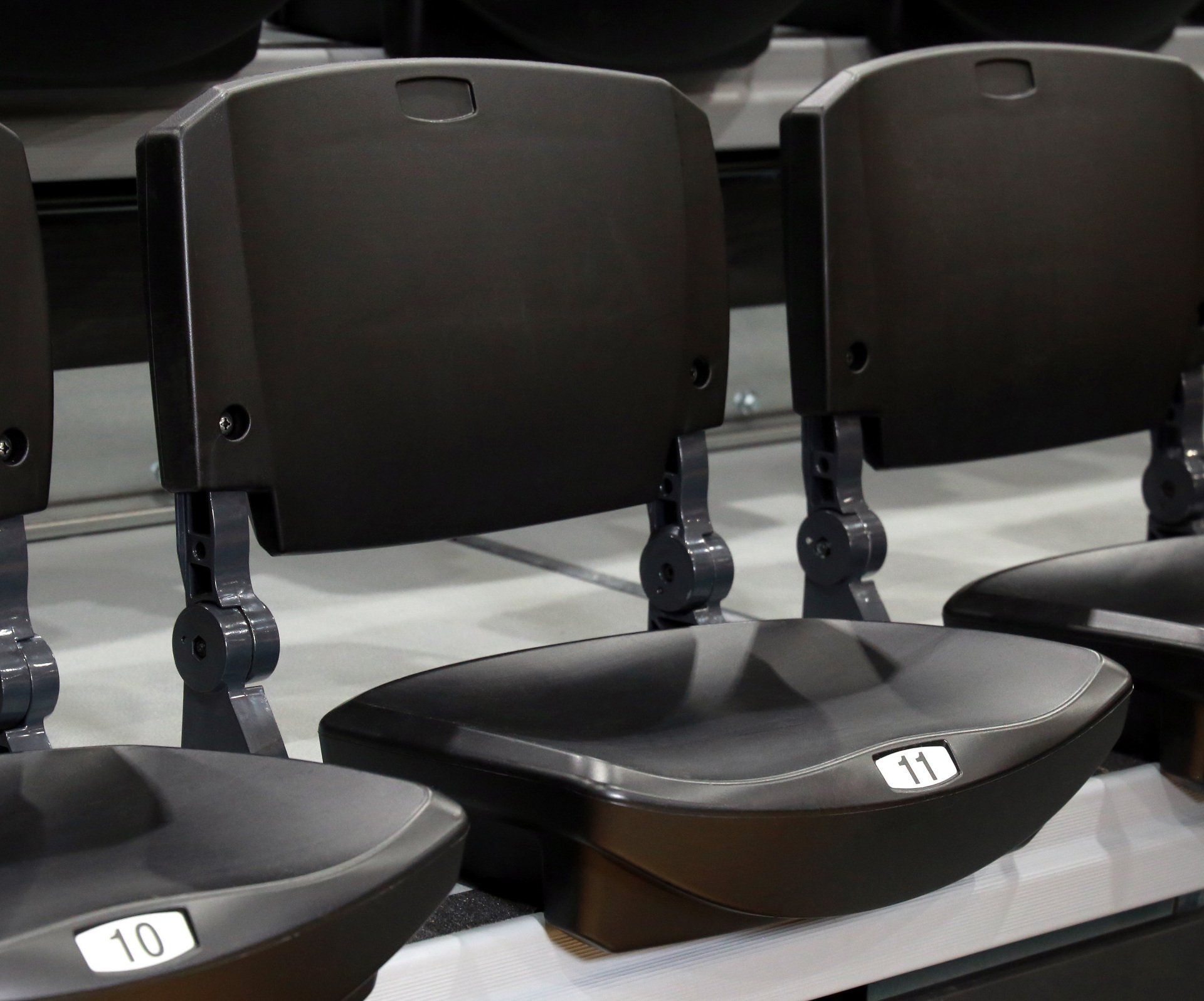 Black Interkal POLARIS multi-purpose seats with Comfoback Backrests, and EXCEL Seat Modules at the Houston High School gym.
