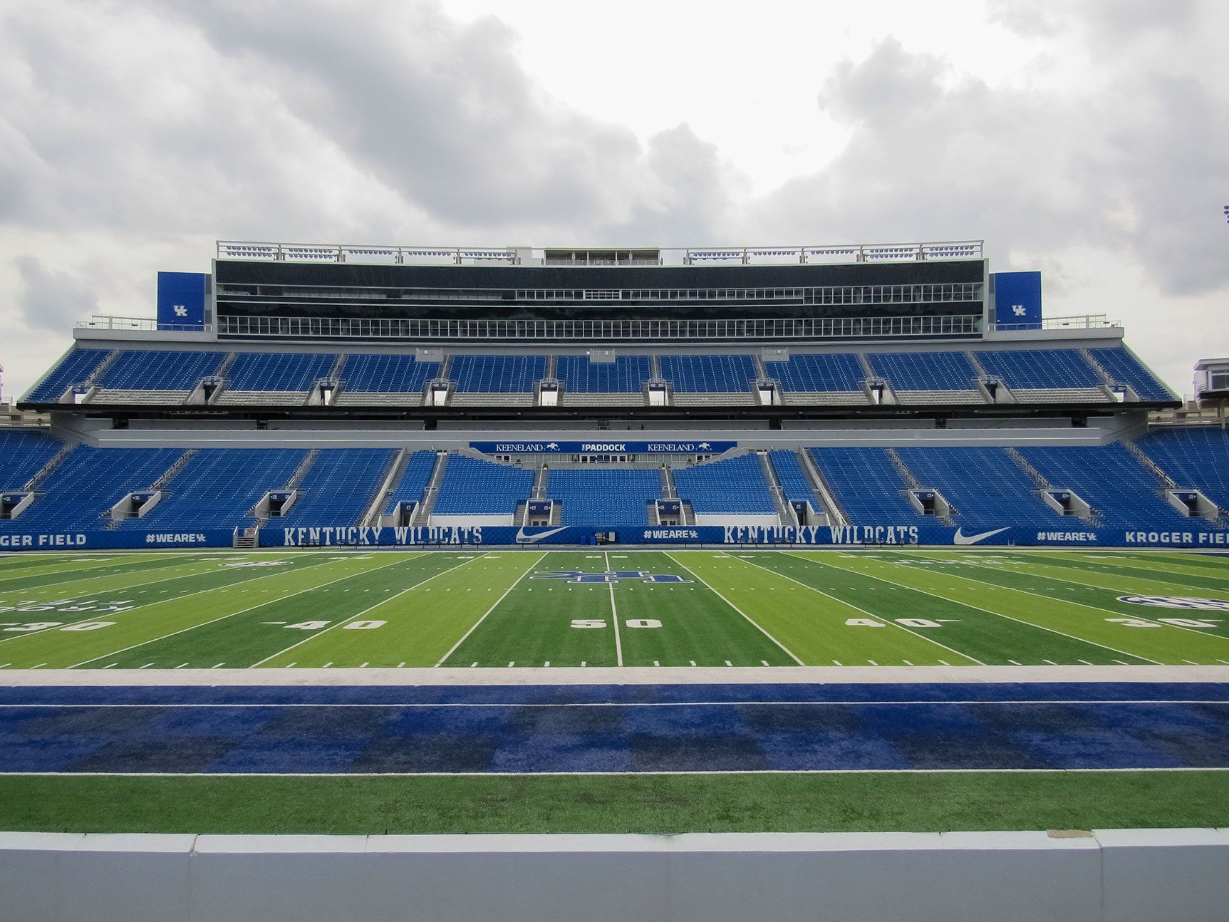 Blue Interkal AURA Slat Stadium Chairs at Kroger Field, on the University of Kentucky.