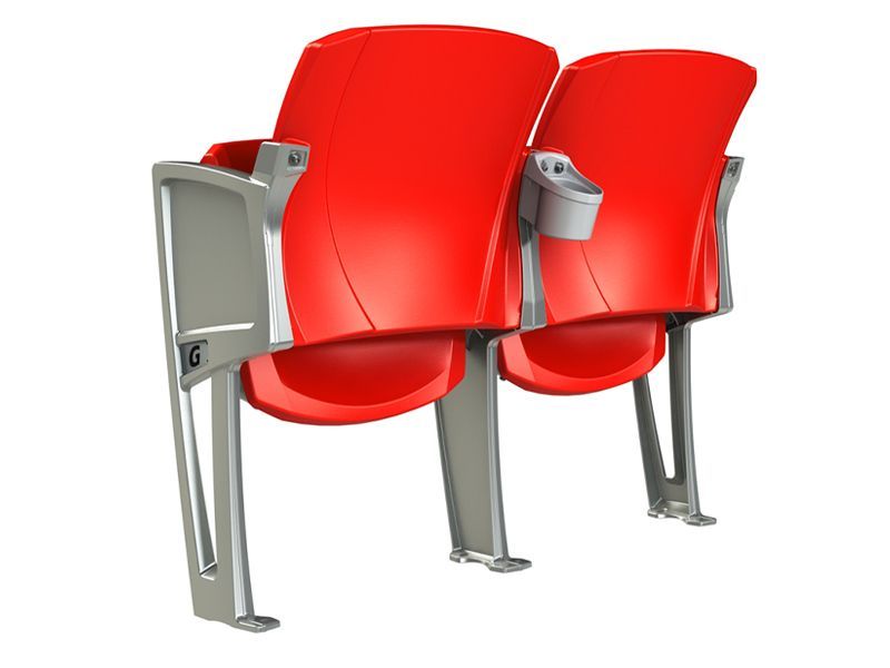 Back image of the Interkal AURA Solid Stadium Chair featuring the back cupholder option.