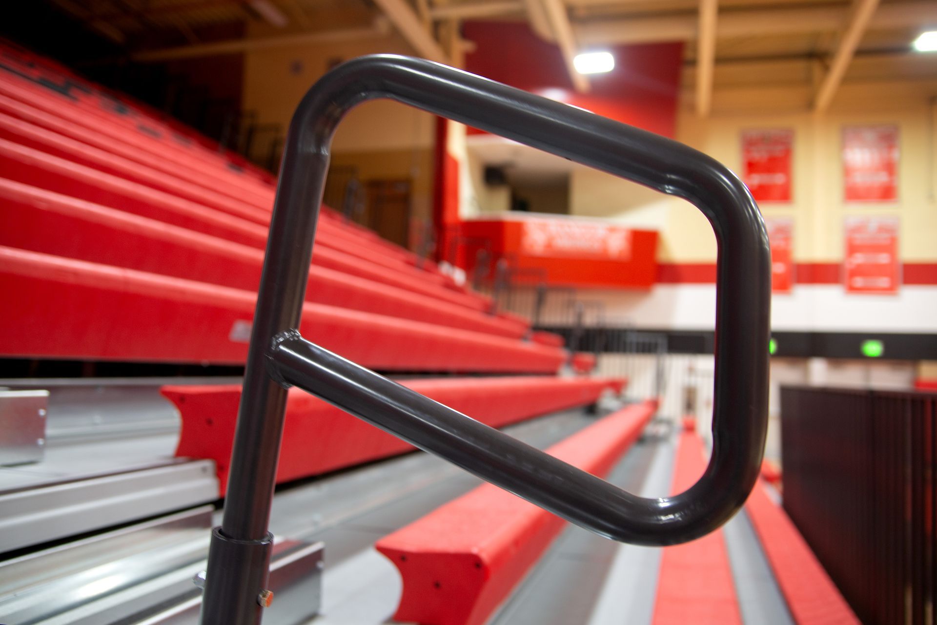 A photo of the EXCEL Seat Module telescopic bleacher installation at Bangor High School.