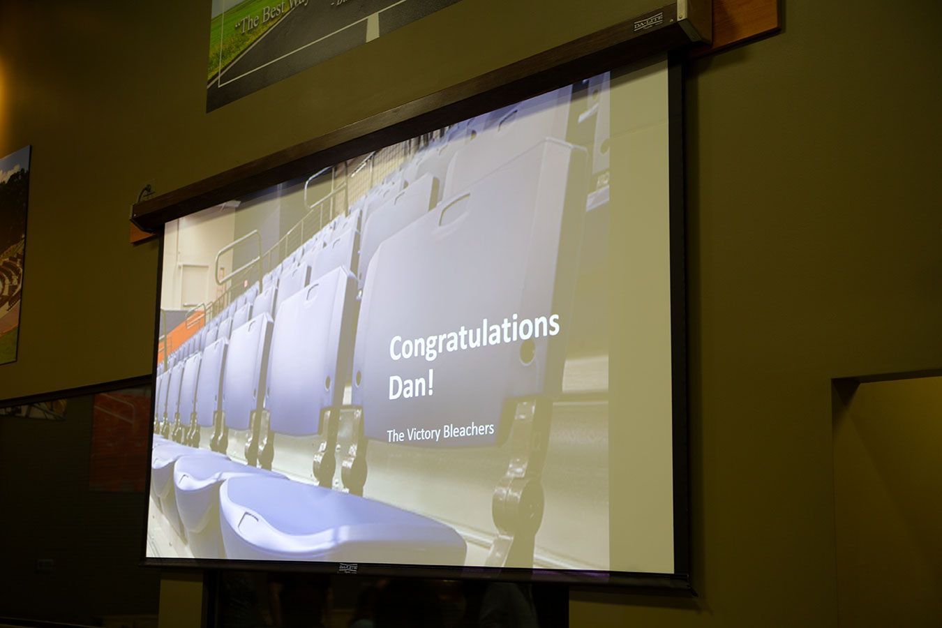 The welcome screen in the showroom as we celebrate the achievements of Interkal and Dan Victor