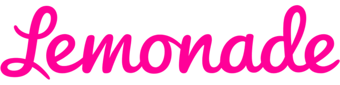 The word lemonade is written in pink on a white background.