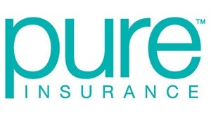A blue pure insurance logo on a white background