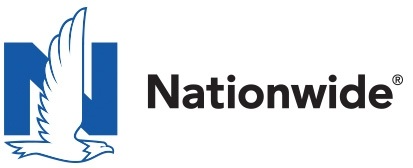 A blue and white logo for nationwide with a bird on it.