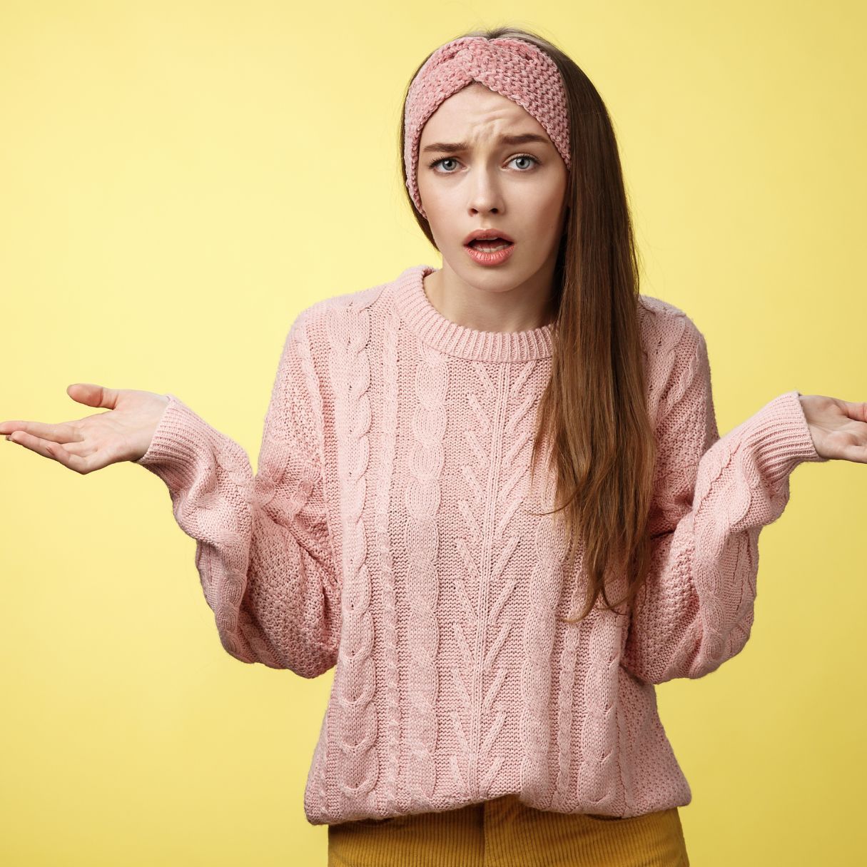 Lady asking what to do gesture