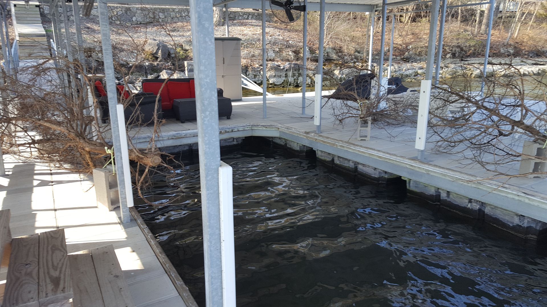 Cedar crappie bed on lake dock