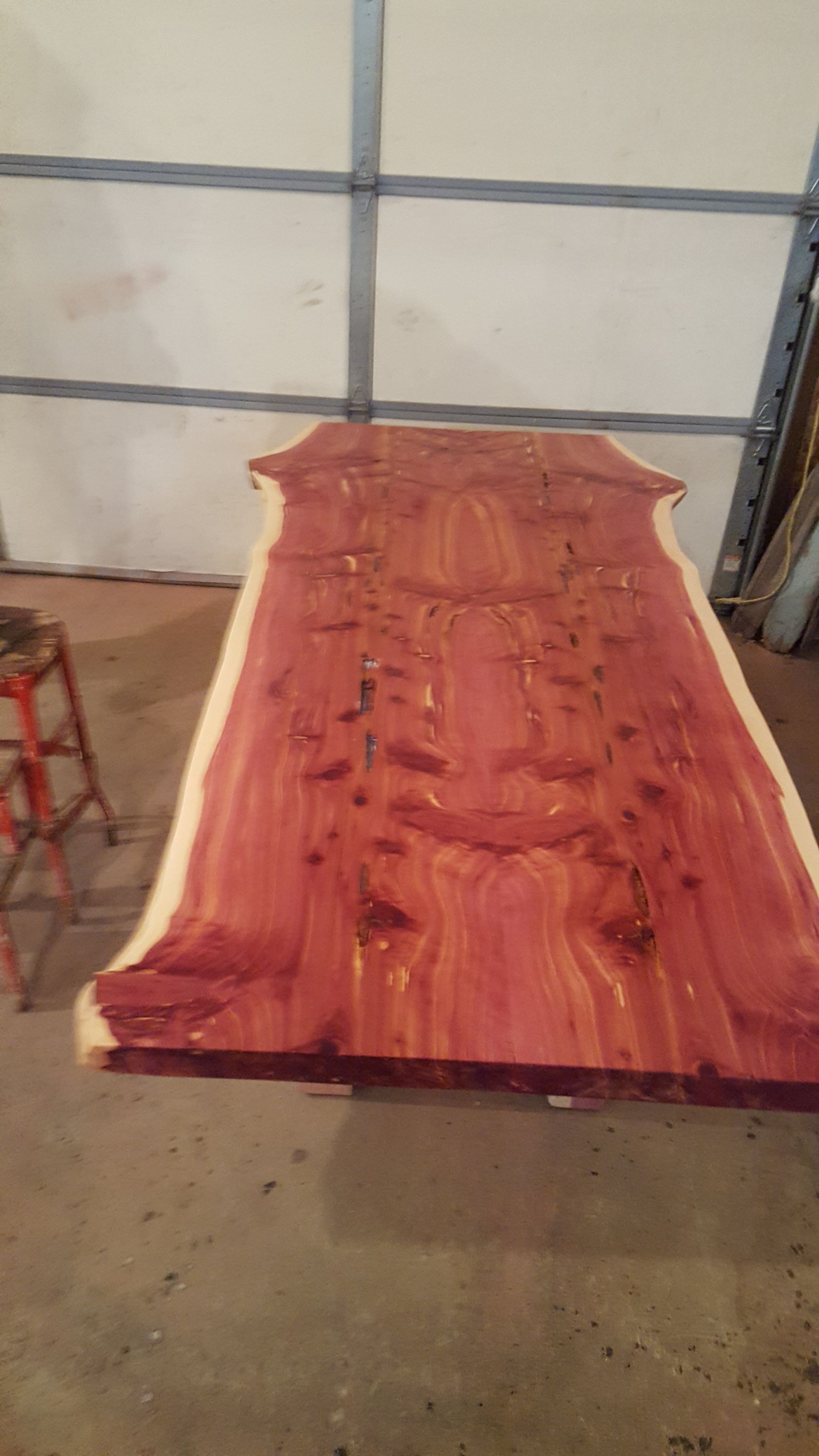 Cedar slab with clear finish