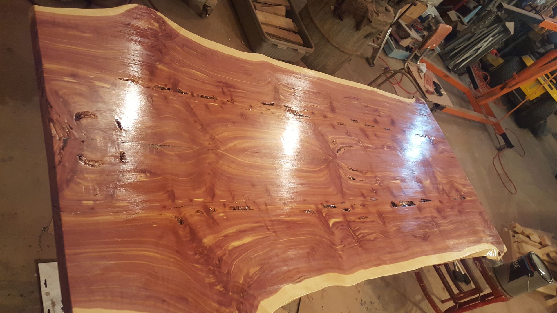 cedar table top sealed and finished