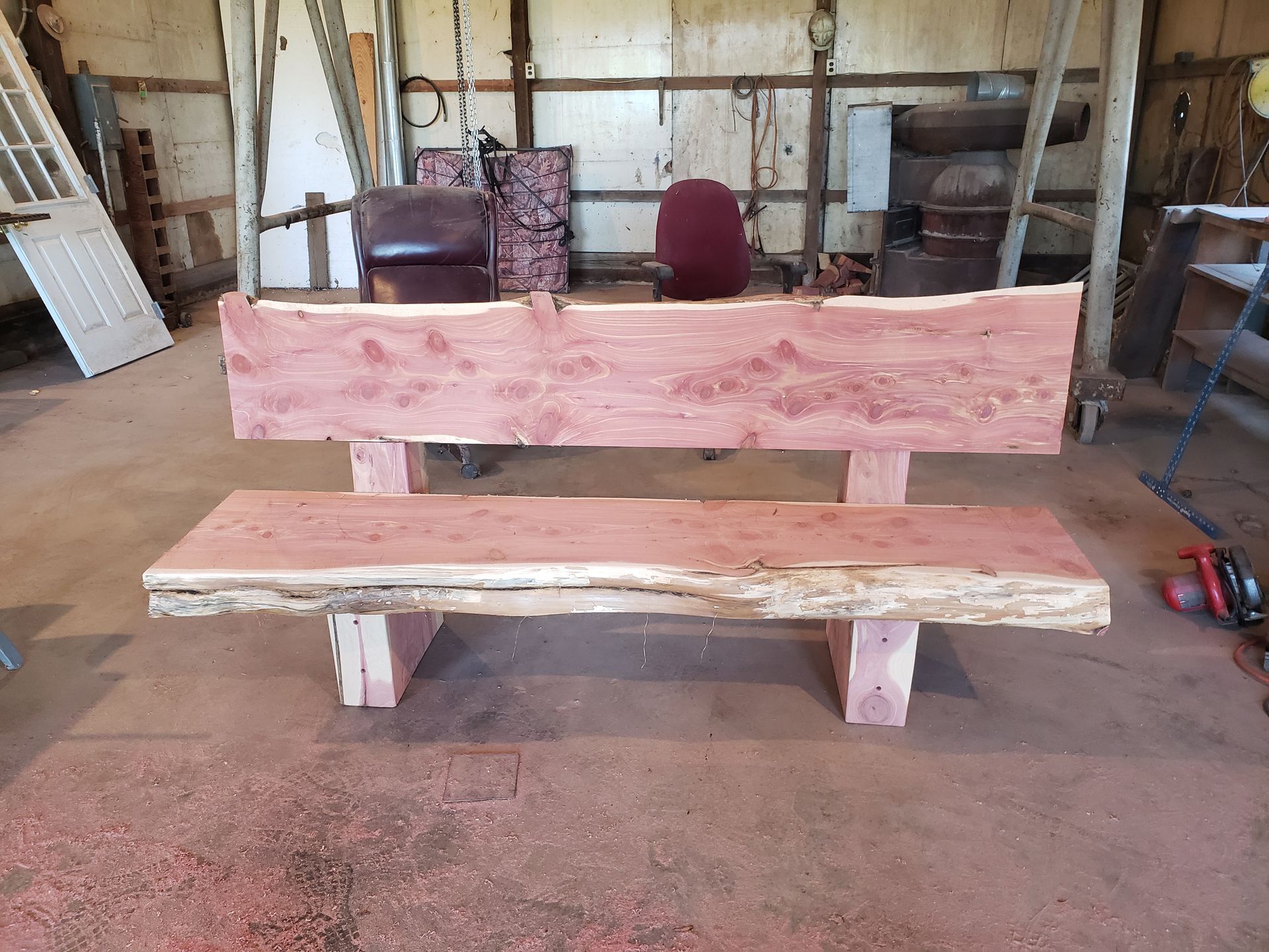 Unfinished cedar bench