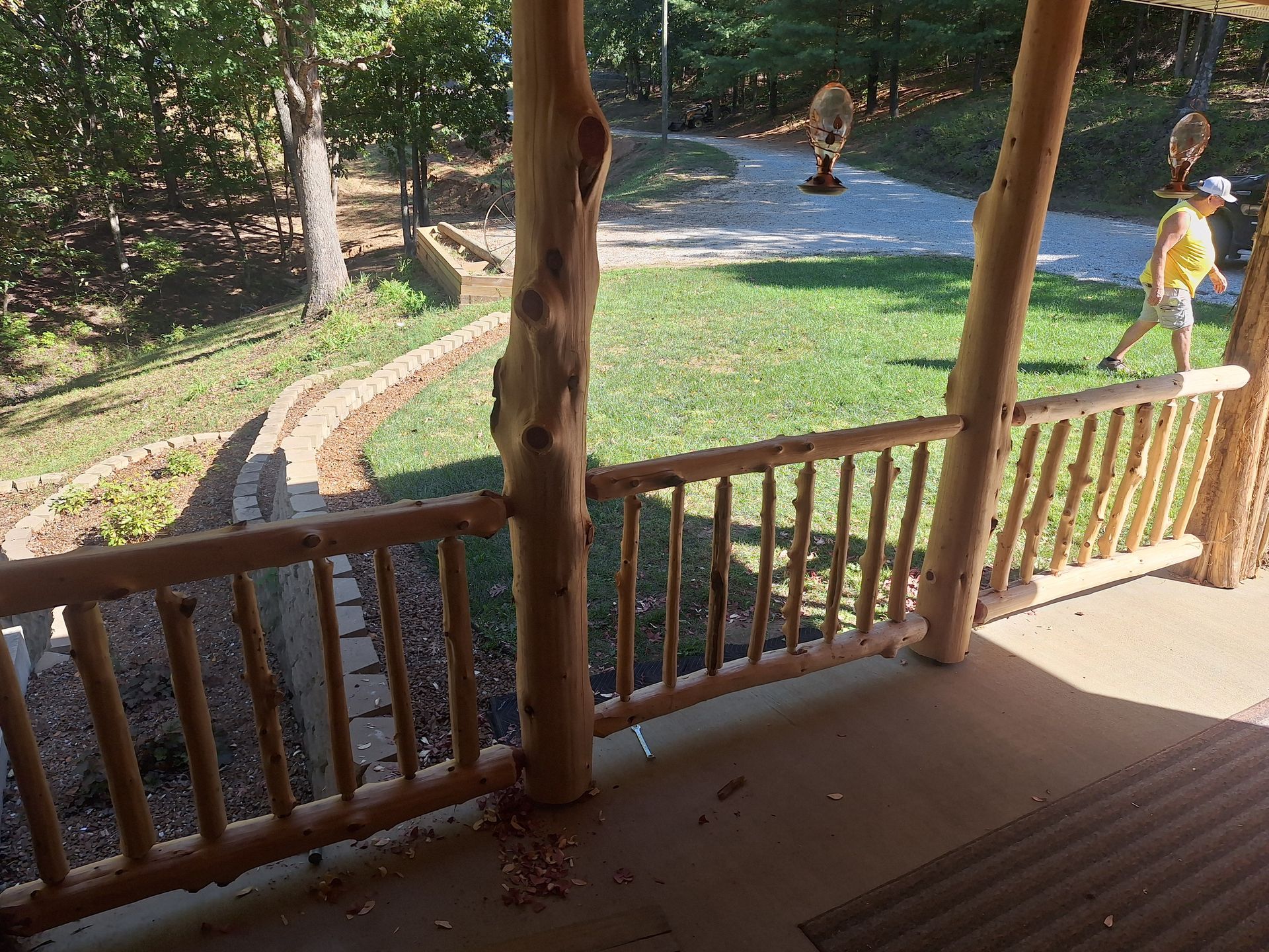 Front porch cedar railing