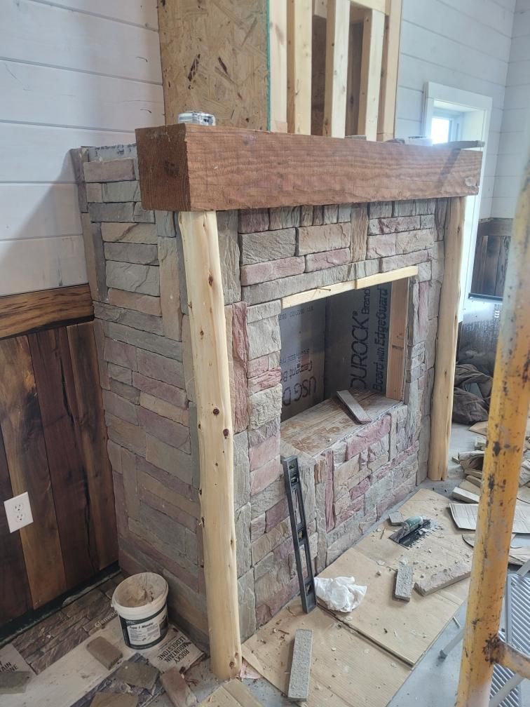 custom built cedar mantle