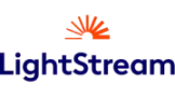 The logo for lightstream is blue and orange with a sun in the middle.
