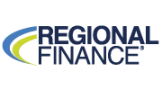 The logo for regional finance is blue and yellow.