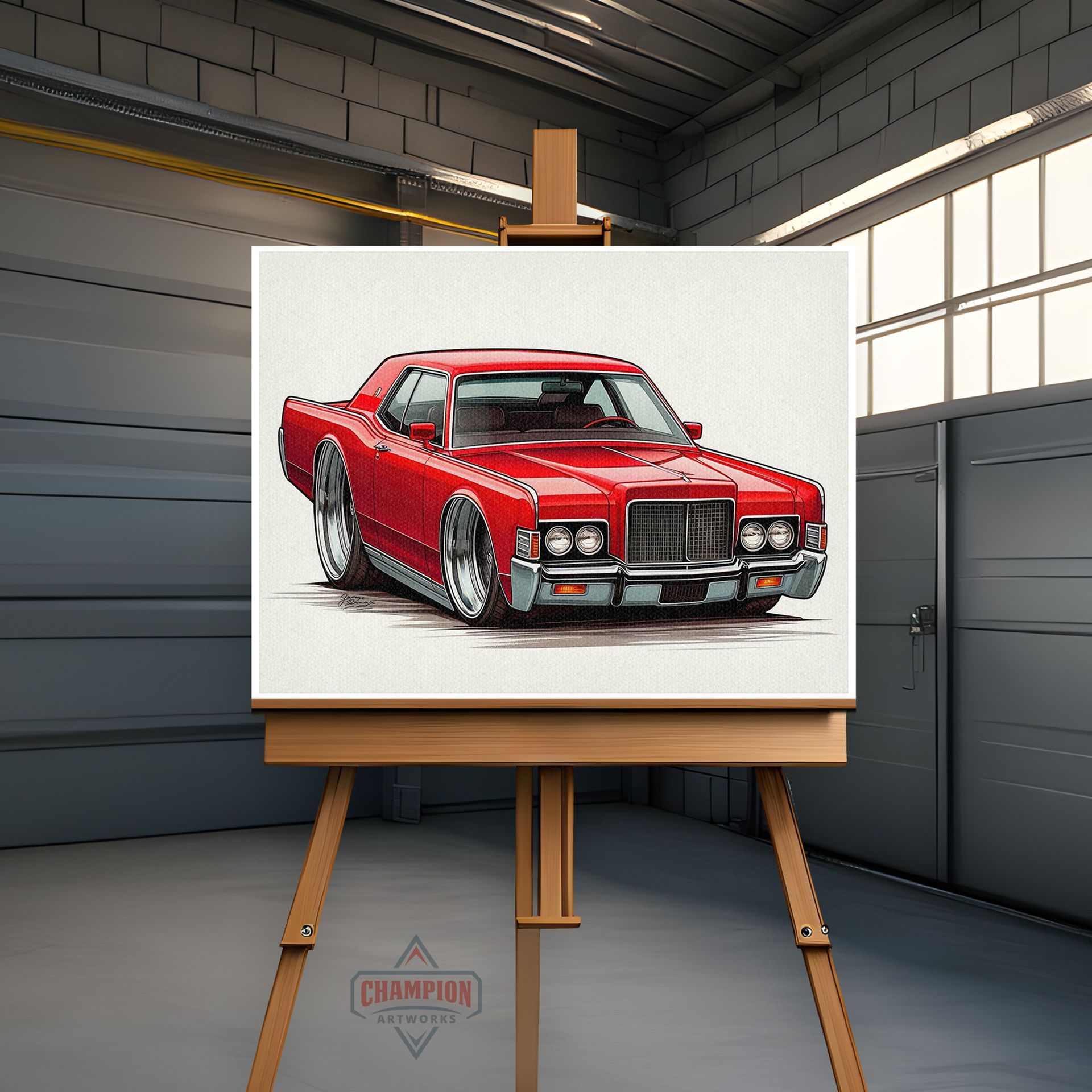 Cartoon car art by Champion Artworks