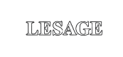 Un logo noir et blanc pour lesage sur fond blanc.