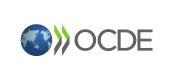 Un logo pour ocde avec un globe bleu et des flèches vertes.