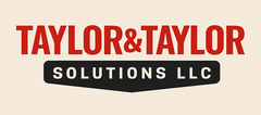 The logo for taylor & taylor solutions llc is red and black.