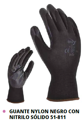 GUANTE NYLON NEGRO CON NITRILO SÓLIDO 51-811