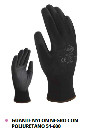 GUANTE NYLON NEGRO CON POLIURETANO 51-600