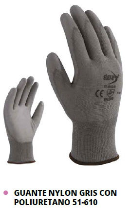 GUANTE NYLON GRIS CON POLIURETANO 51-610