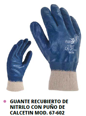 GUANTE RECUBIERTO DE NITRILO CON PUÑO DE CALCETIN MOD. 67-602