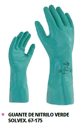 GUANTE DE NITRILO VERDE SOLVEX. 67-175
