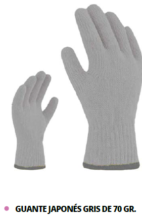 GUANTE JAPONÉS GRIS DE 70 GR.