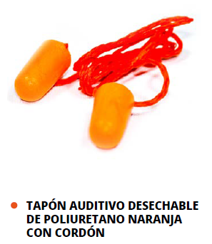 TAPÓN AUDITIVO DESECHABLE DE POLIURETANO NARANJA CON CORDÓN