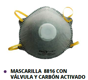 MASCARILLA 8816 CON VÁLVULA Y CARBÓN ACTIVADO