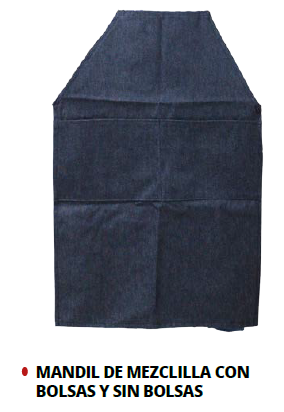 MANDIL DE MEZCLILLA CON BOLSAS Y SIN BOLSAS