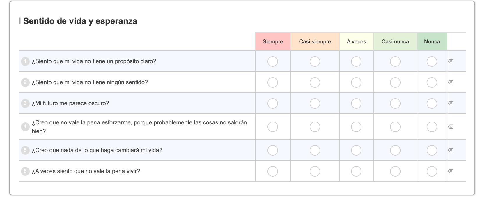 Encuesta con preguntas de opción múltiple, con casillas de verificación para seleccionar respuestas.
