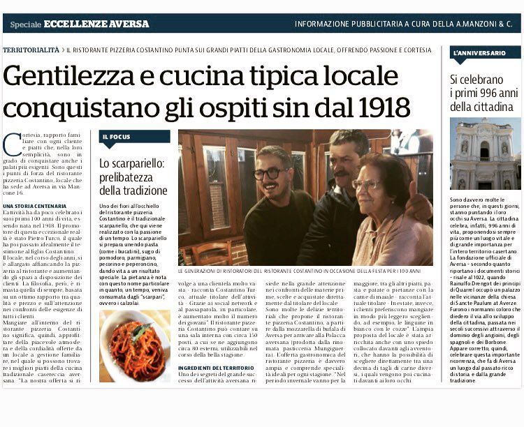 Articolo di giornale per anniversario di un ristorante