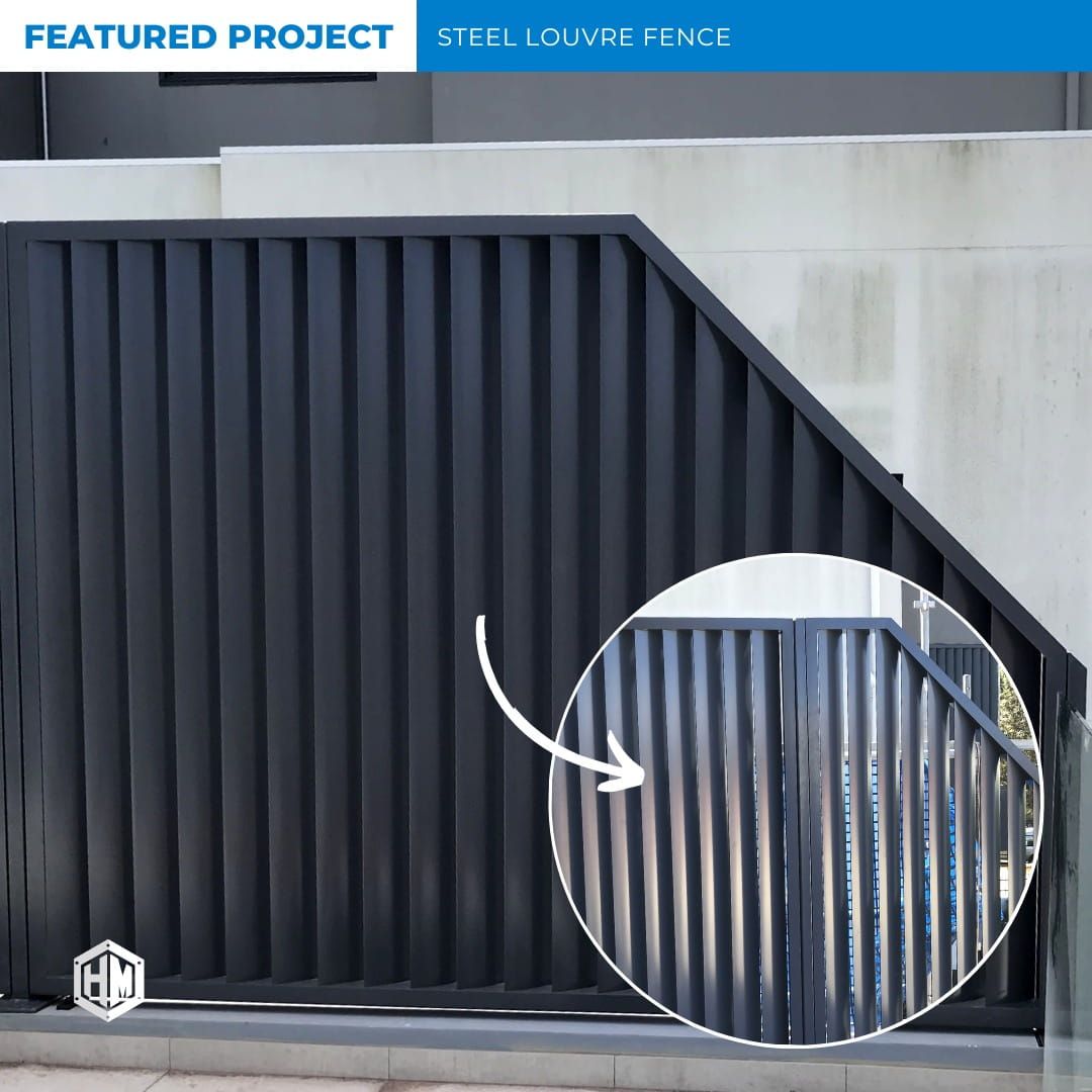 Black Steel Louver Fence — Highlander Metals in Kirrawee, NSW
