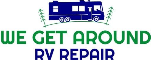 Logo: Blue RV above green text "WE GET AROUND RV REPAIR".